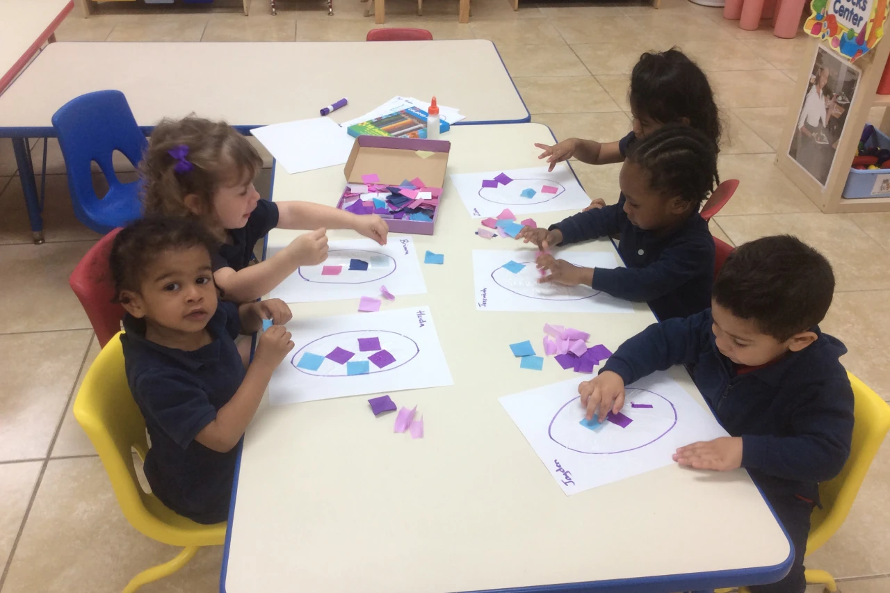 Children working on a paper craft activity at Horizons Learning Centers in Orlando.
