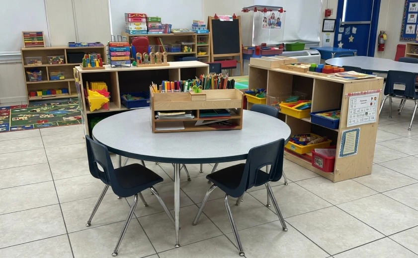 Clean childcare classroom prepared for learning activities in Orlando.