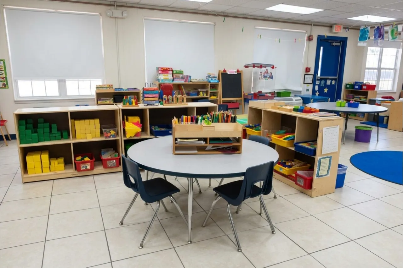 Clean learning center classroom prepared for preschool activities at Horizons Learning Centers in Orlando.